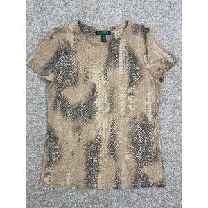 Lauren Ralph Lauren Petite Short Sleeve Snake Skin T Shirt Size Petite‎ Large